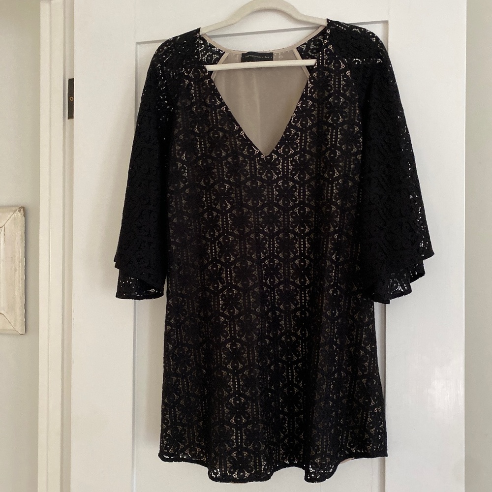 Corey Lynn Calter black lace mini dress
